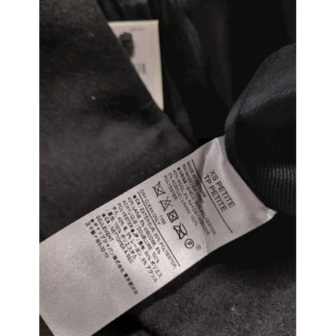 Banana Republic Womens XS Petite Black Wool Blend Timeless Topcoat Double-Breasted Mid-Length