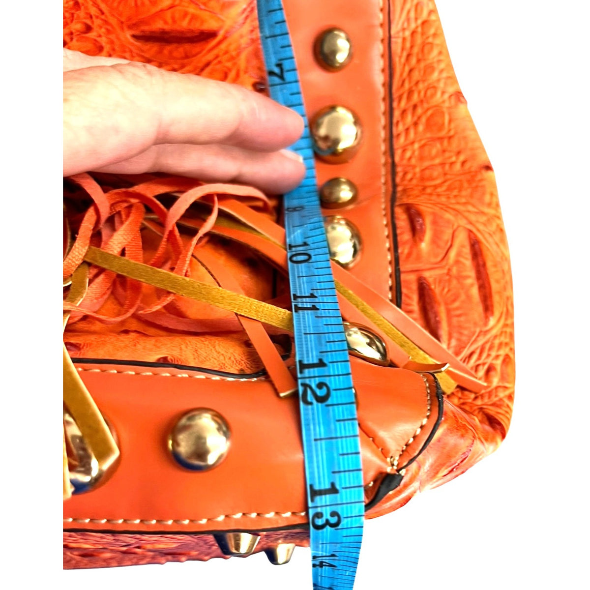 Rustic Couture Orange shoulder Bag with Matching Wallet Ostrich Embossed