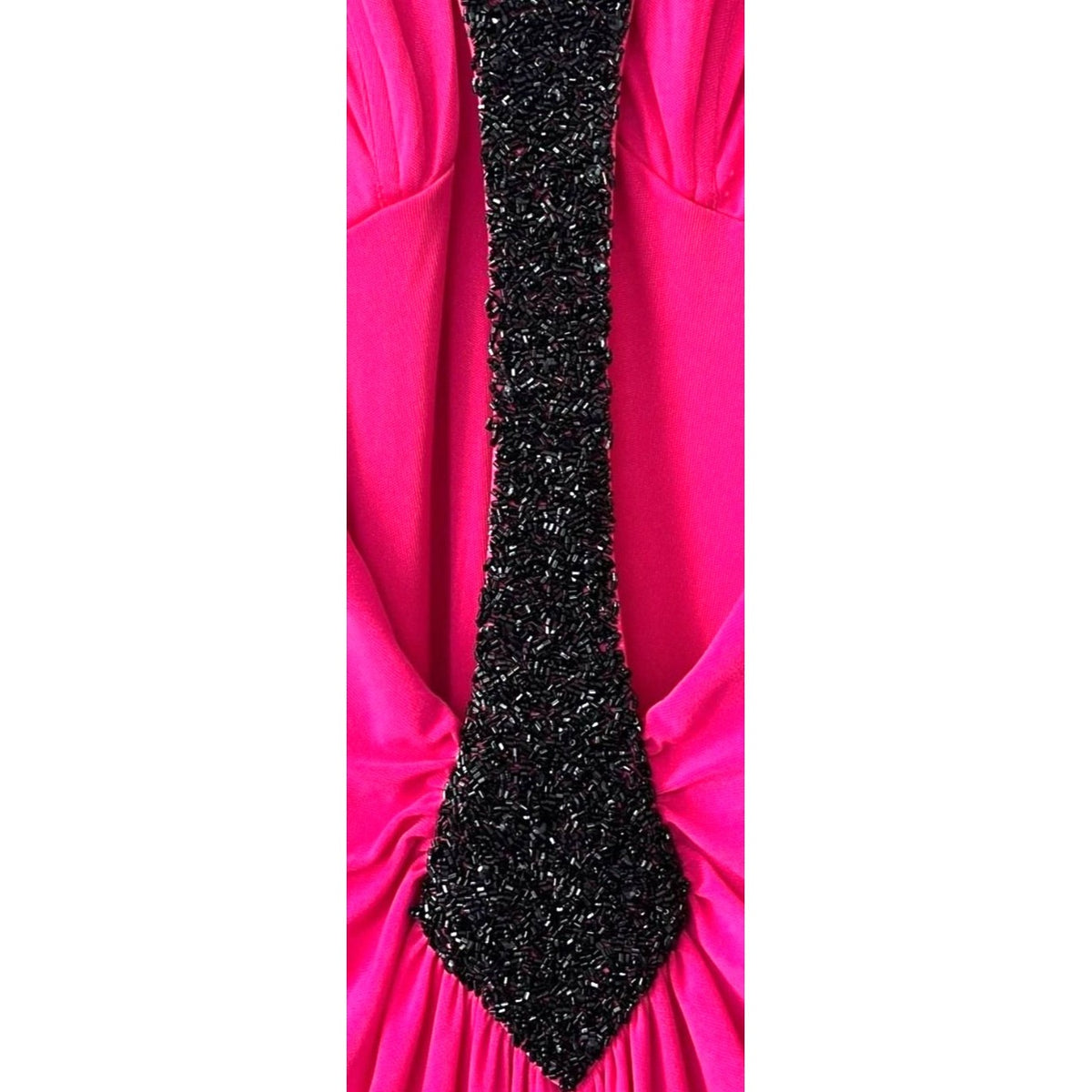 Faviana Pink Beaded V-Neck Formal Gown Evening Dress Size S