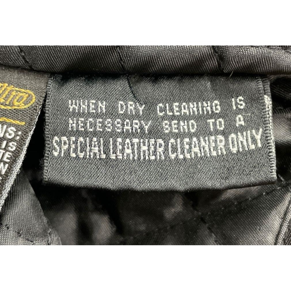 Wilsons Black Leather Jacket With Thinsulate Ultra Insulation Quilted Lining & Zip Closure Size S