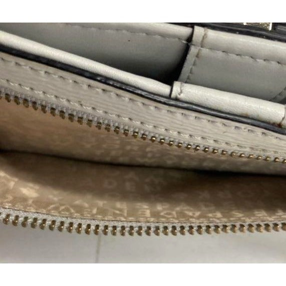 Kate Spade New York Grey Leather Wallet With Bow Accent & Multiple Card Slots