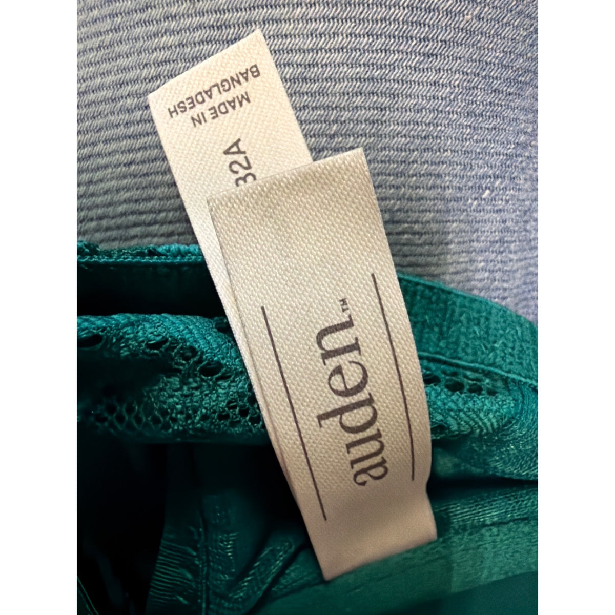 Auden 32A Aqua Lace Push-Up Bra With Racerback Teal NWT