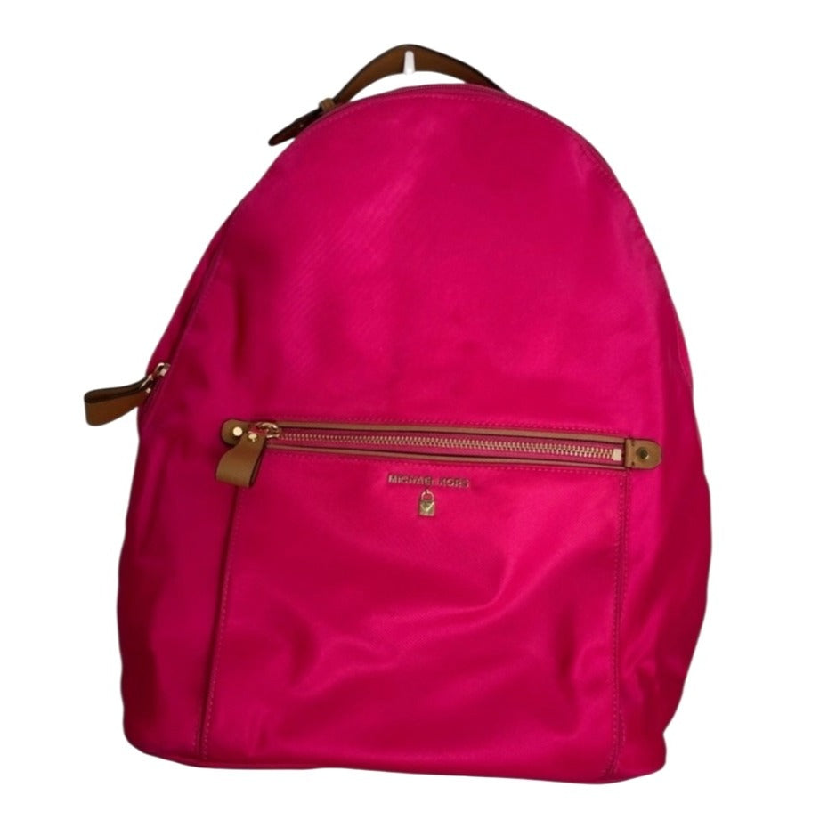 Michael Kors Kelcey Fuchsia Nylon Backpack With Leather Trim & Gold-Tone Hardware