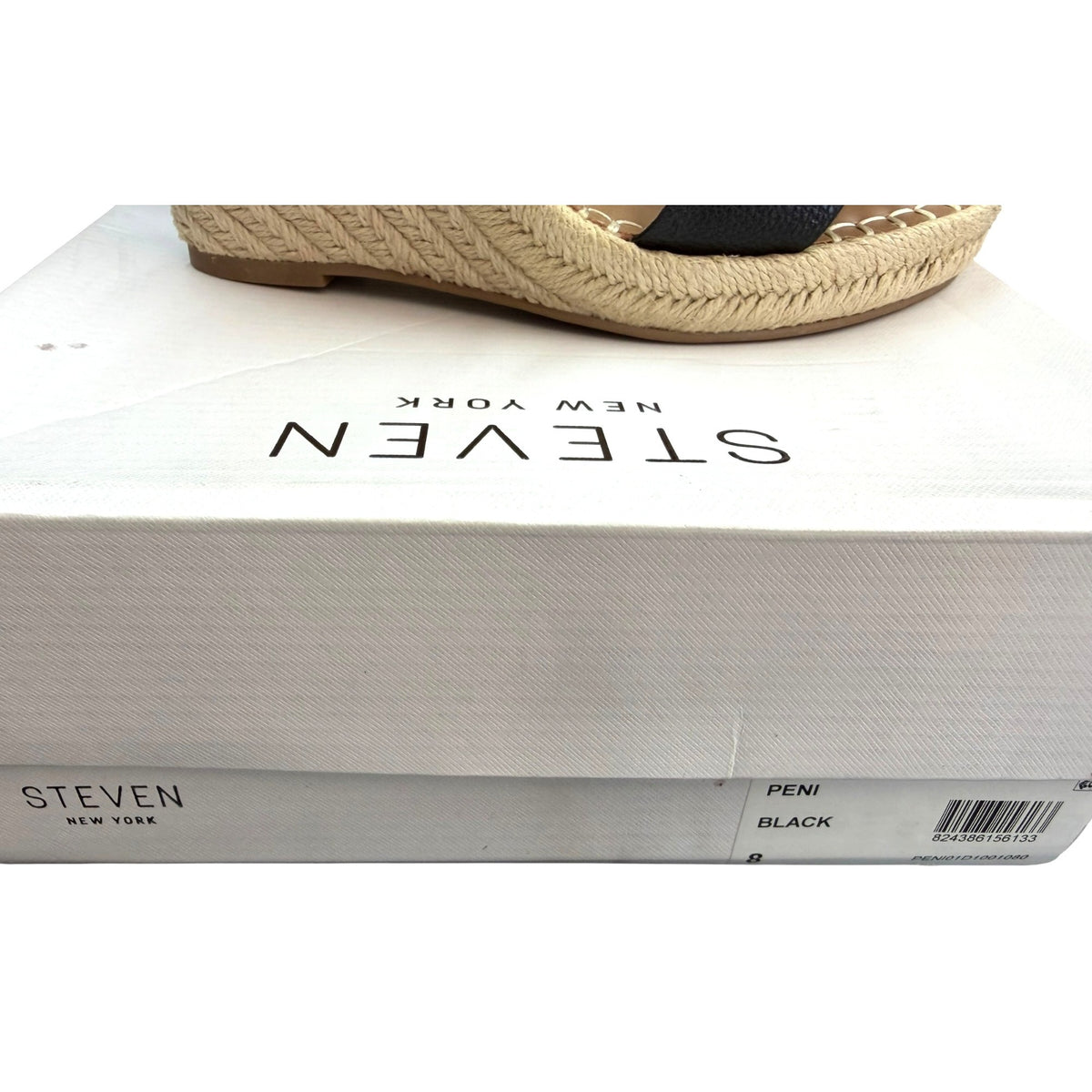 Steven New York Black Espadrille Wedge Sandals Size 8