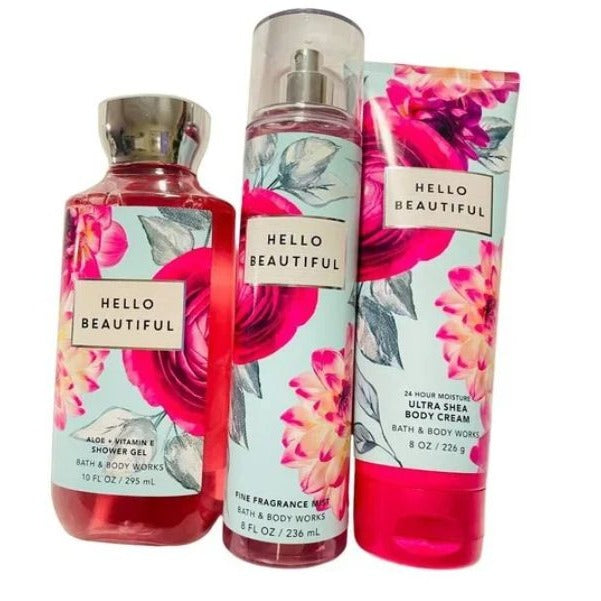 Hello Beautiful Bath & Body Works 3 Piece Set New