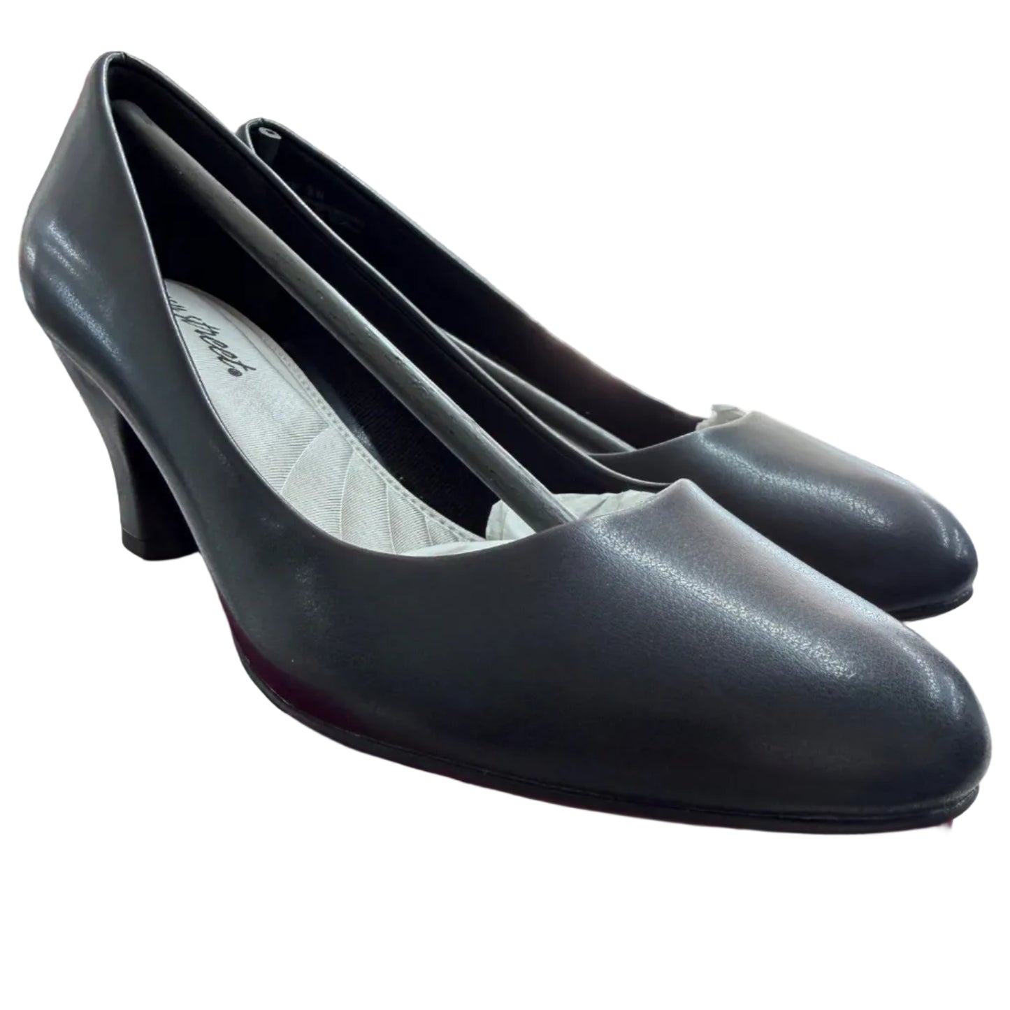 Easy Street Black Low Heel Pumps Womens Size 11W Slip-On Comfortable Work Or Dress Shoes