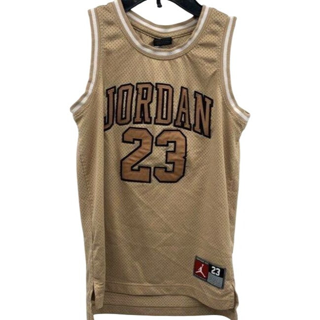 Jordan Boys 23 Mesh Basketball Jersey Hemp Beige Small 8-10Y