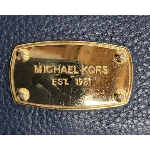 Michael Kors Navy Blue Pebbled Leather Wallet With Gold Hardware & Multiple Card Slots