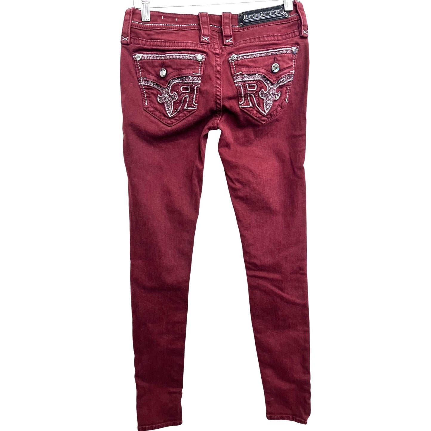 Rock Revival Burgundy Skinny Jeans Women's Sz 28