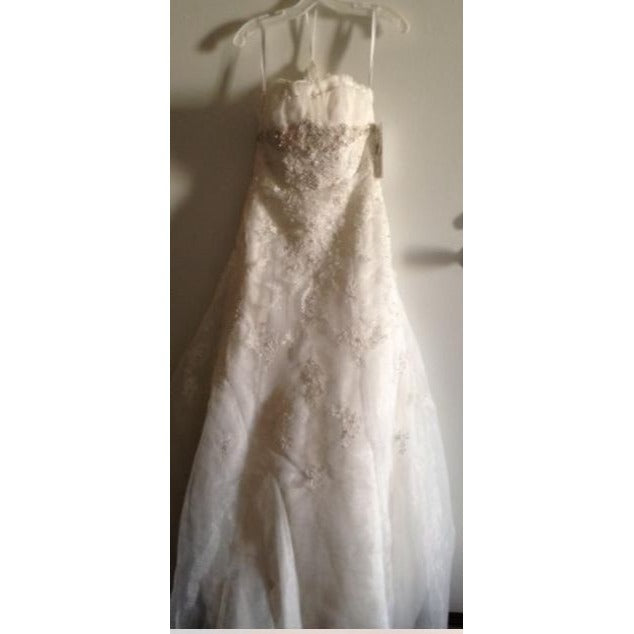 Organza Trumpet Wedding Dress with Beaded Lace in Ivory NWT 6 WG3121