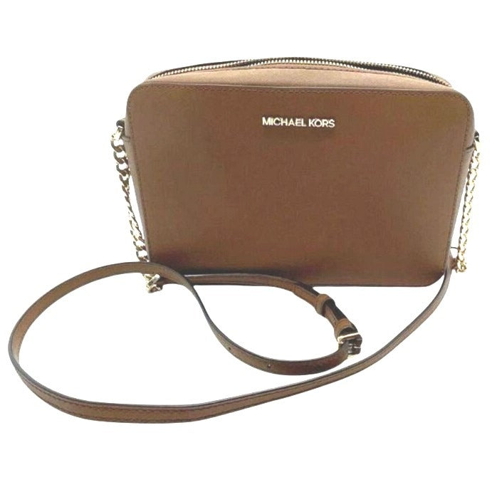 Michael Kors Jet Set Leather Crossbody Bag In Saffiano Leather With Gold-Tone Hardware