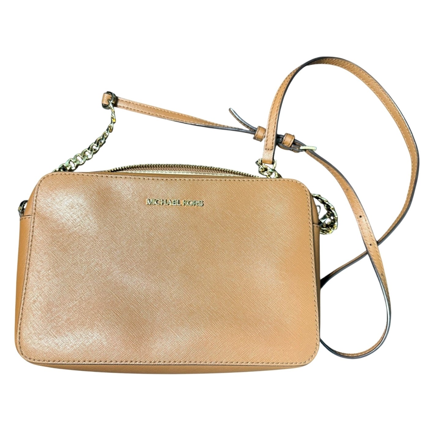 Michael Kors Jet Set Leather Crossbody Bag In Saffiano Leather With Gold-Tone Hardware