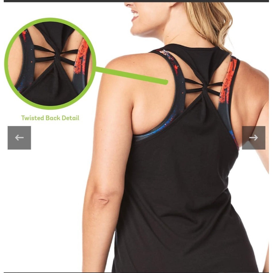 Zumba Womens Racerback Tank Top With Empowering "Be Yourself Free Yourself" XS NWT