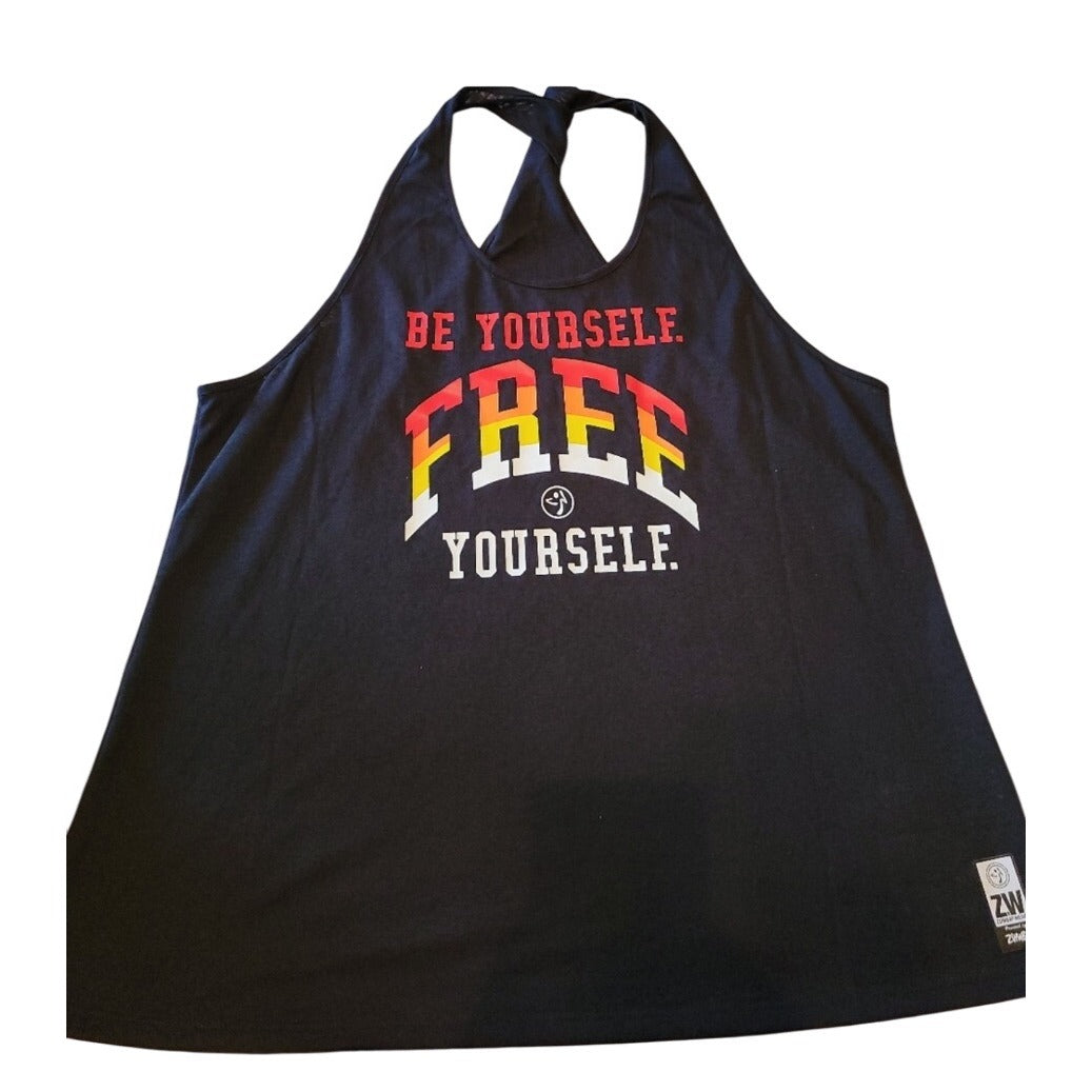 Zumba Womens Racerback Tank Top With Empowering "Be Yourself Free Yourself" XS NWT