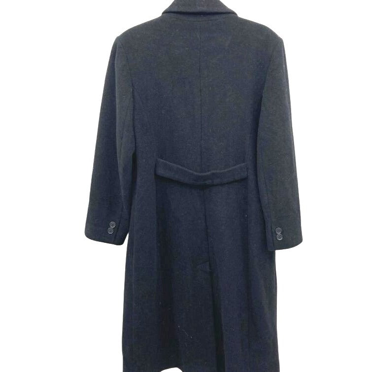 Halston Studio Women's Black Wool Blend Double-Breasted Coat Size 14