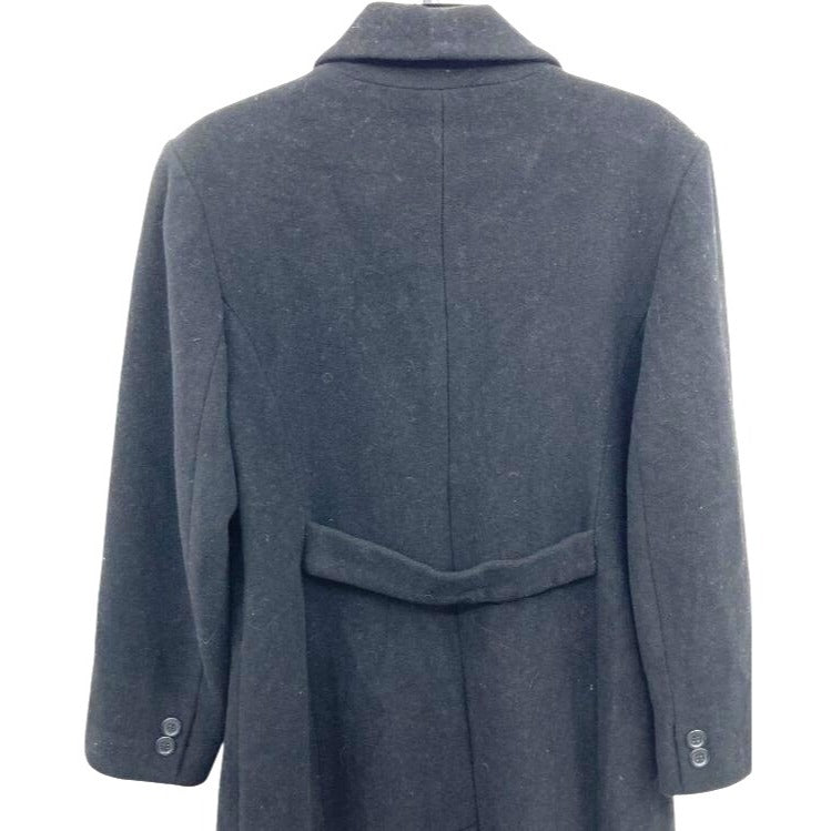 Halston Studio Women's Black Wool Blend Double-Breasted Coat Size 14