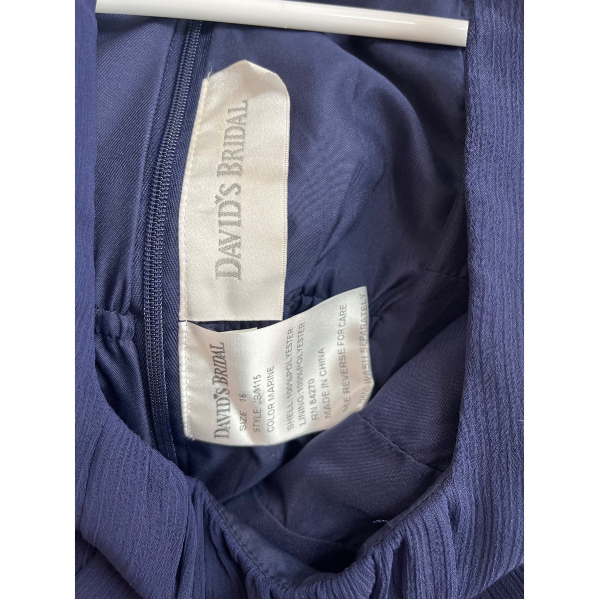 David's Bridal Marine Blue Empire Waist Maxi Dress Size 16