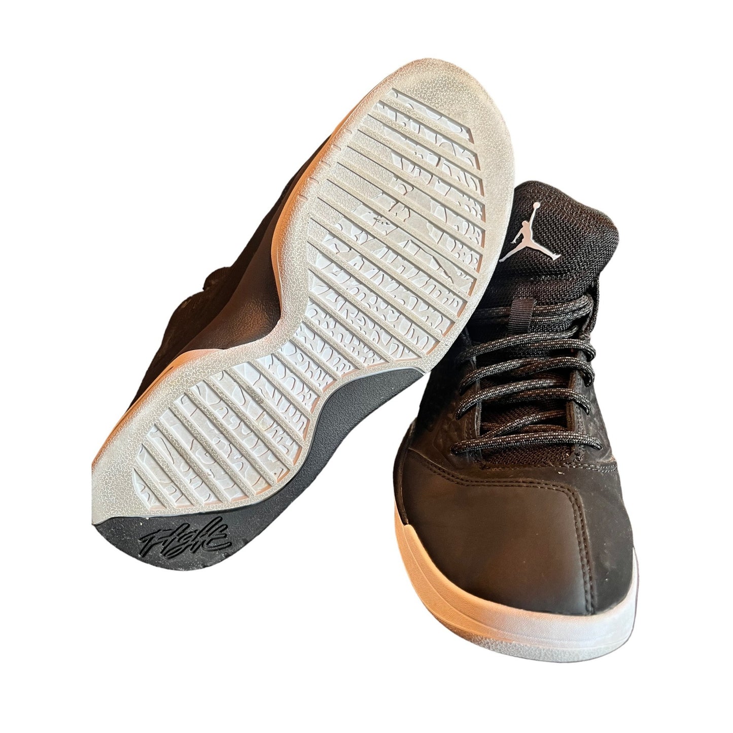 Retro Jordan New School BG Black/White Basketball Shoes Size 7.5 Stylish High-Top Design