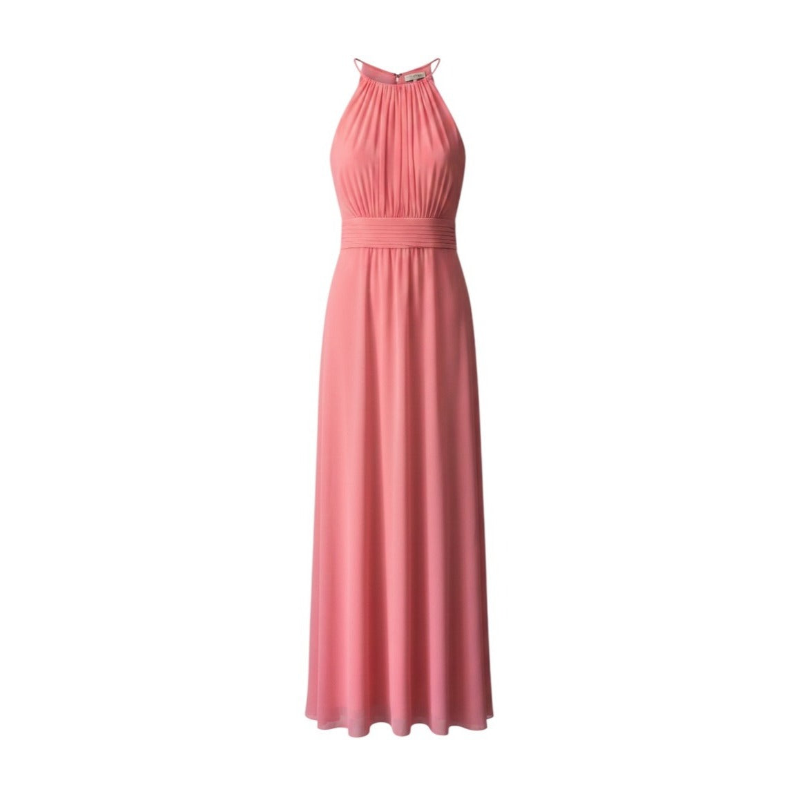 David's Bridal Coral Maxi Dress Sleeveless Halter Style With Ruched Waist Women’s 12