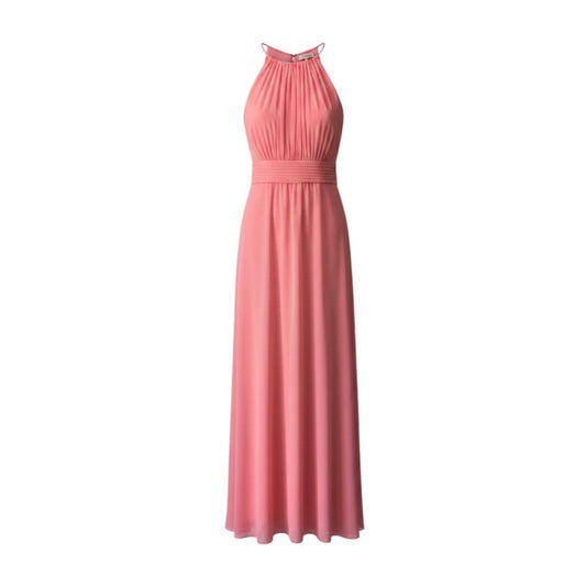 David's Bridal Coral Maxi Dress Sleeveless Halter Style With Ruched Waist Women’s 12