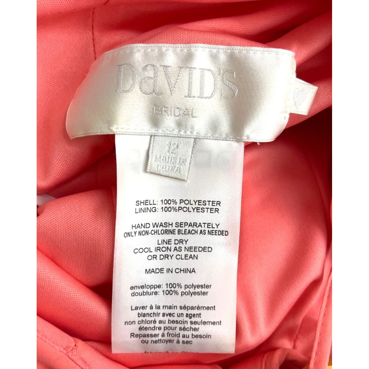 David's Bridal Coral Maxi Dress Sleeveless Halter Style With Ruched Waist Women’s 12