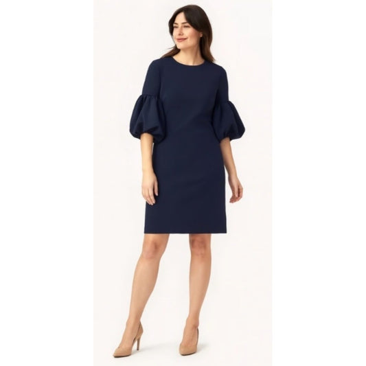 Women's Calvin Klein Navy Puff-Sleeve Sheath Dress 22W