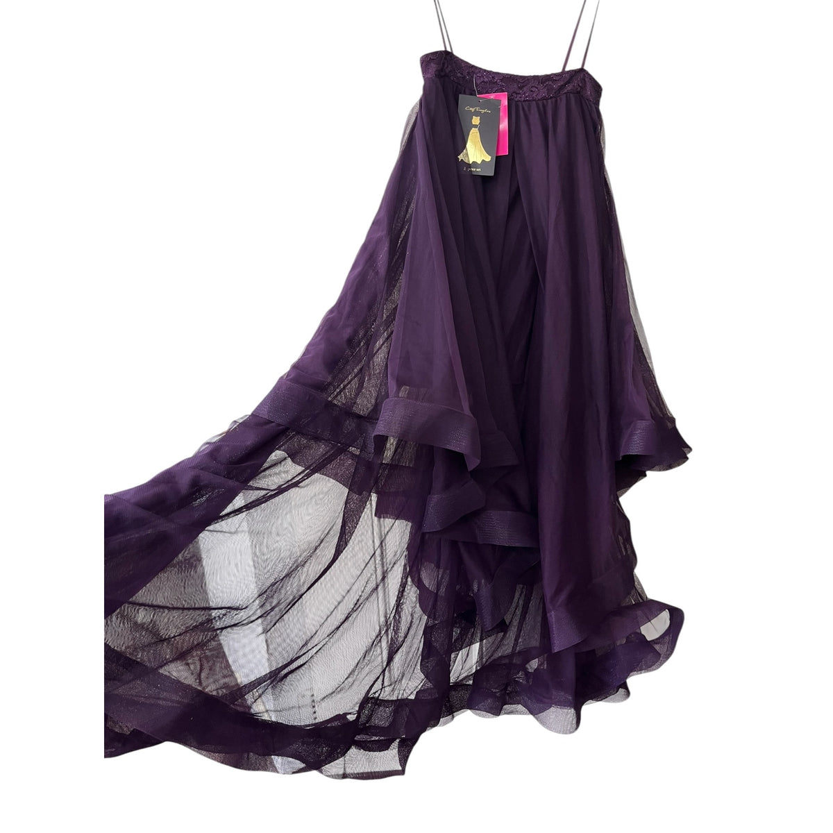 City Triangles Purple High-Low Tulle Layered Skirt Elegant Formal Wear SZ 1 NWT