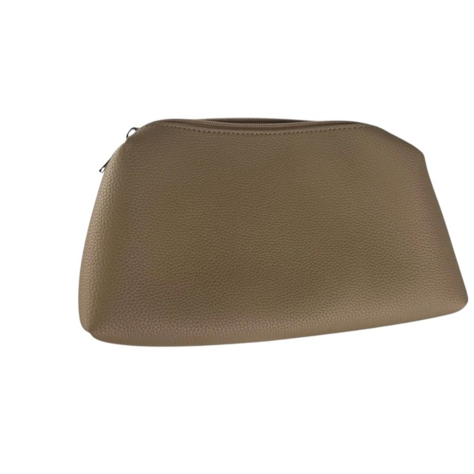 Newbella Kelly Light Beige Faux Leather Vegan Crossbody Handbag With Pebble Texture & Pouch