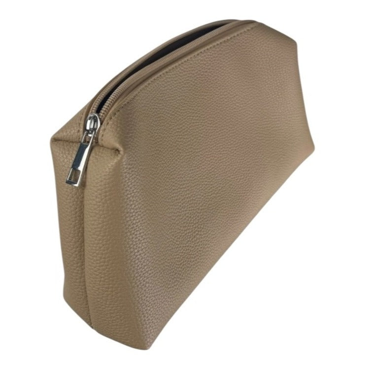 Newbella Kelly Light Beige Faux Leather Vegan Crossbody Handbag With Pebble Texture & Pouch
