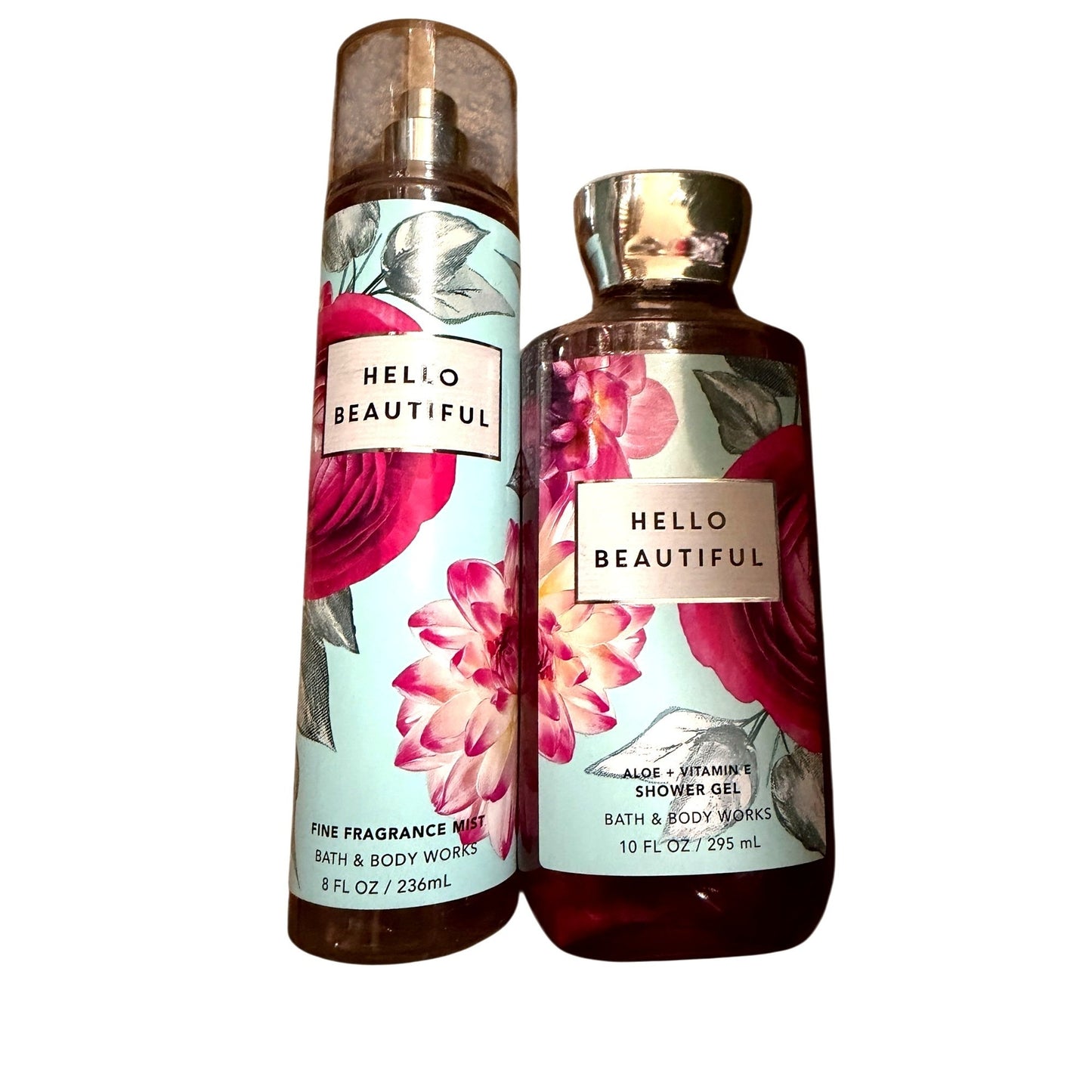 Bath & Body Works Hello Beautiful Fine Fragrance Mist & Shower Gel 8 fl oz & 10 fl oz Floral Scented Gift Set