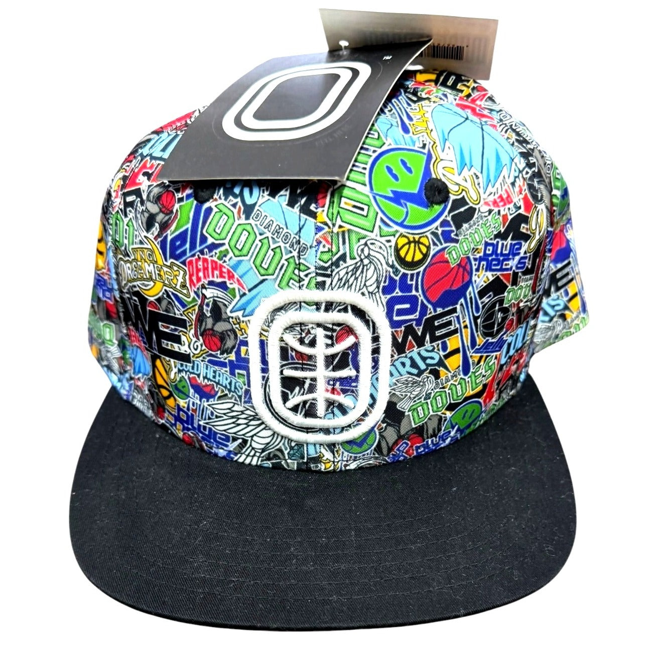 Overtime Graffiti Snapback Hat Adjustable Black Bill Multicolor Design