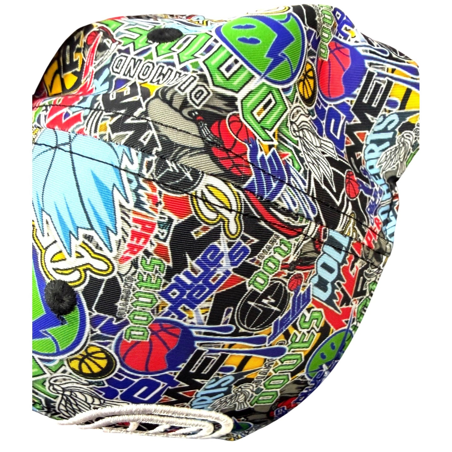 Overtime Graffiti Snapback Hat Adjustable Black Bill Multicolor Design
