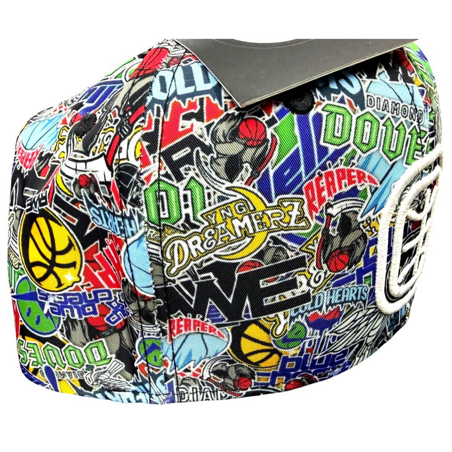 Overtime Graffiti Snapback Hat Adjustable Black Bill Multicolor Design