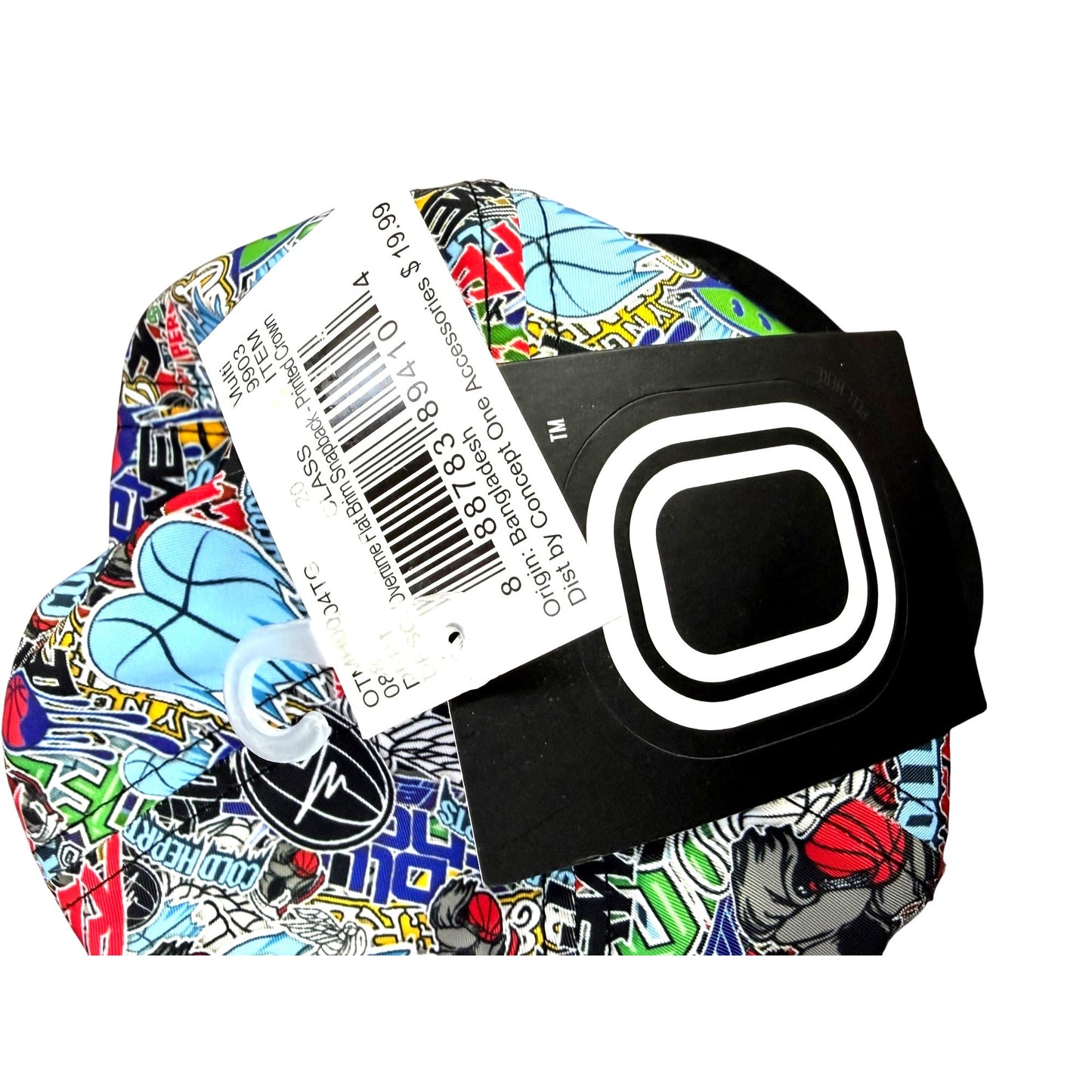 Overtime Graffiti Snapback Hat Adjustable Black Bill Multicolor Design