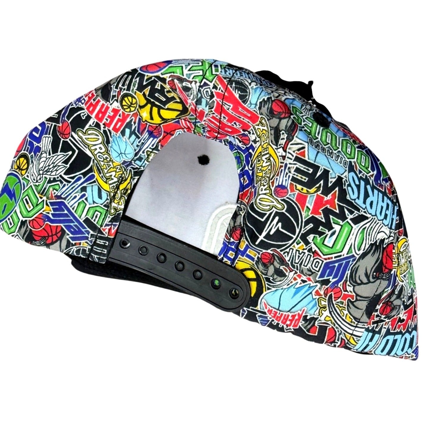 Overtime Graffiti Snapback Hat Adjustable Black Bill Multicolor Design