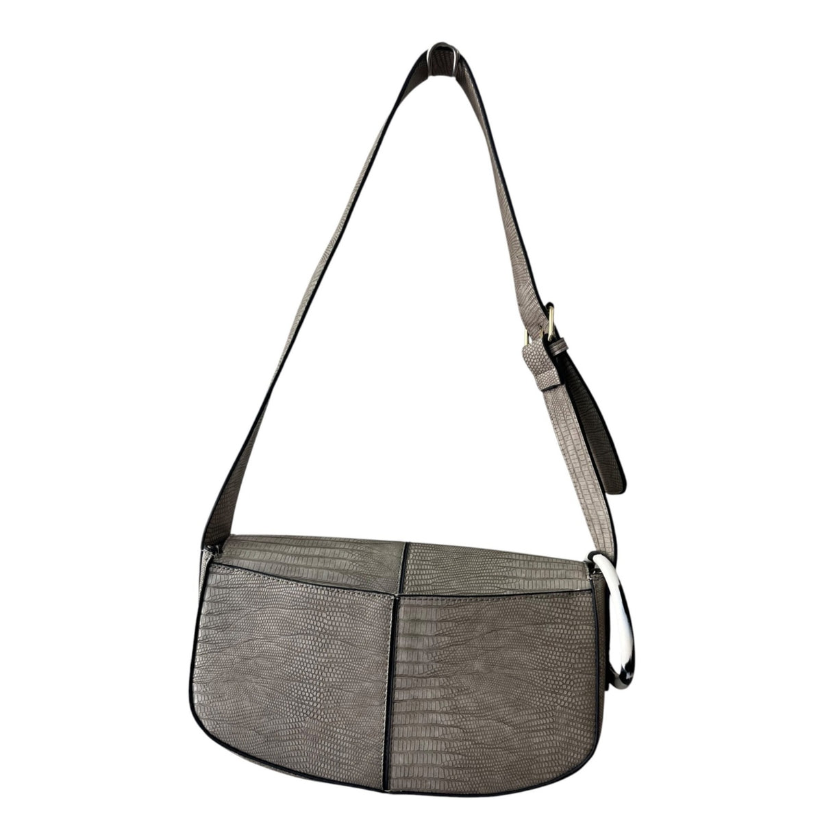 London Fog Aster Croc-Embossed Beige Shoulder Bag