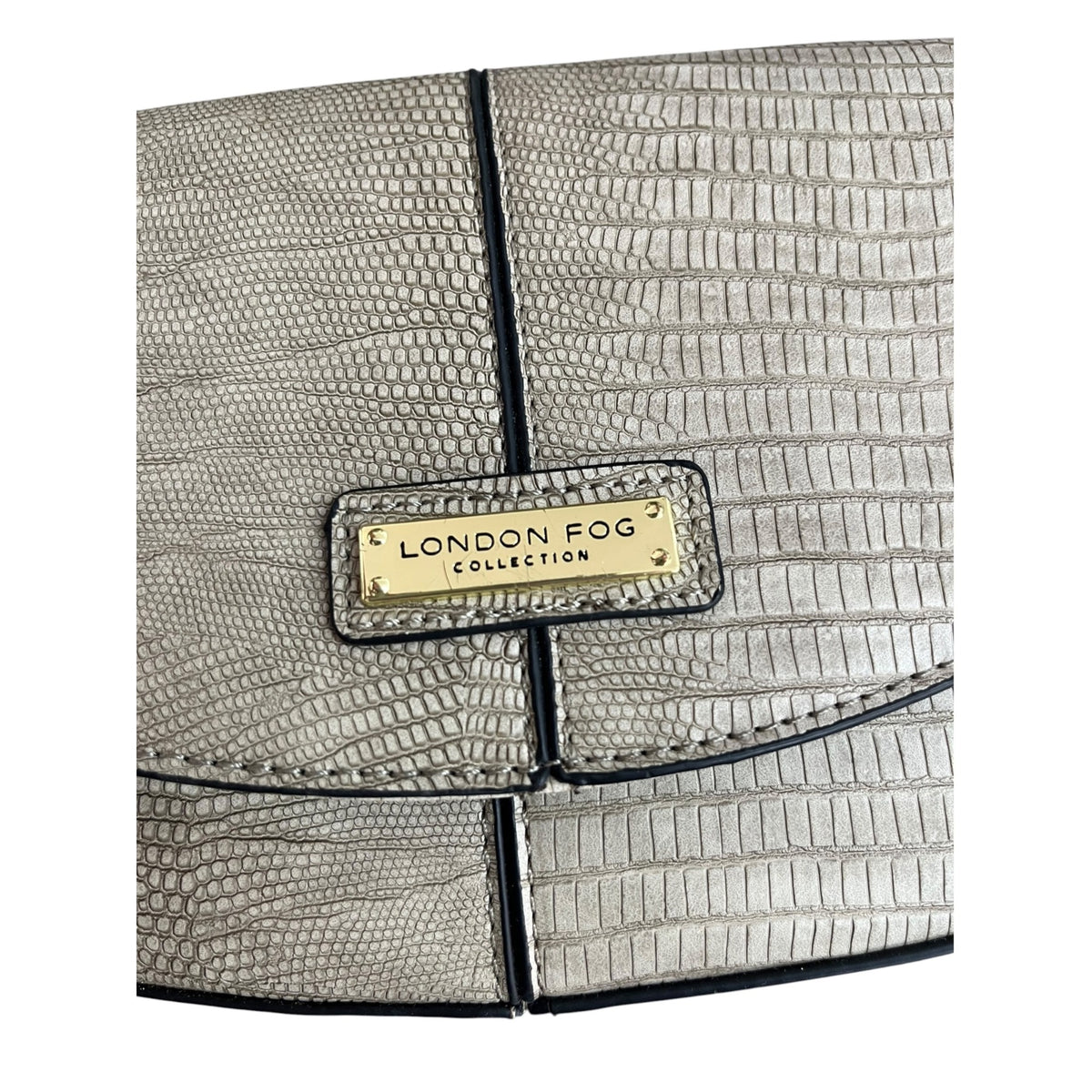 London Fog Aster Croc-Embossed Beige Shoulder Bag