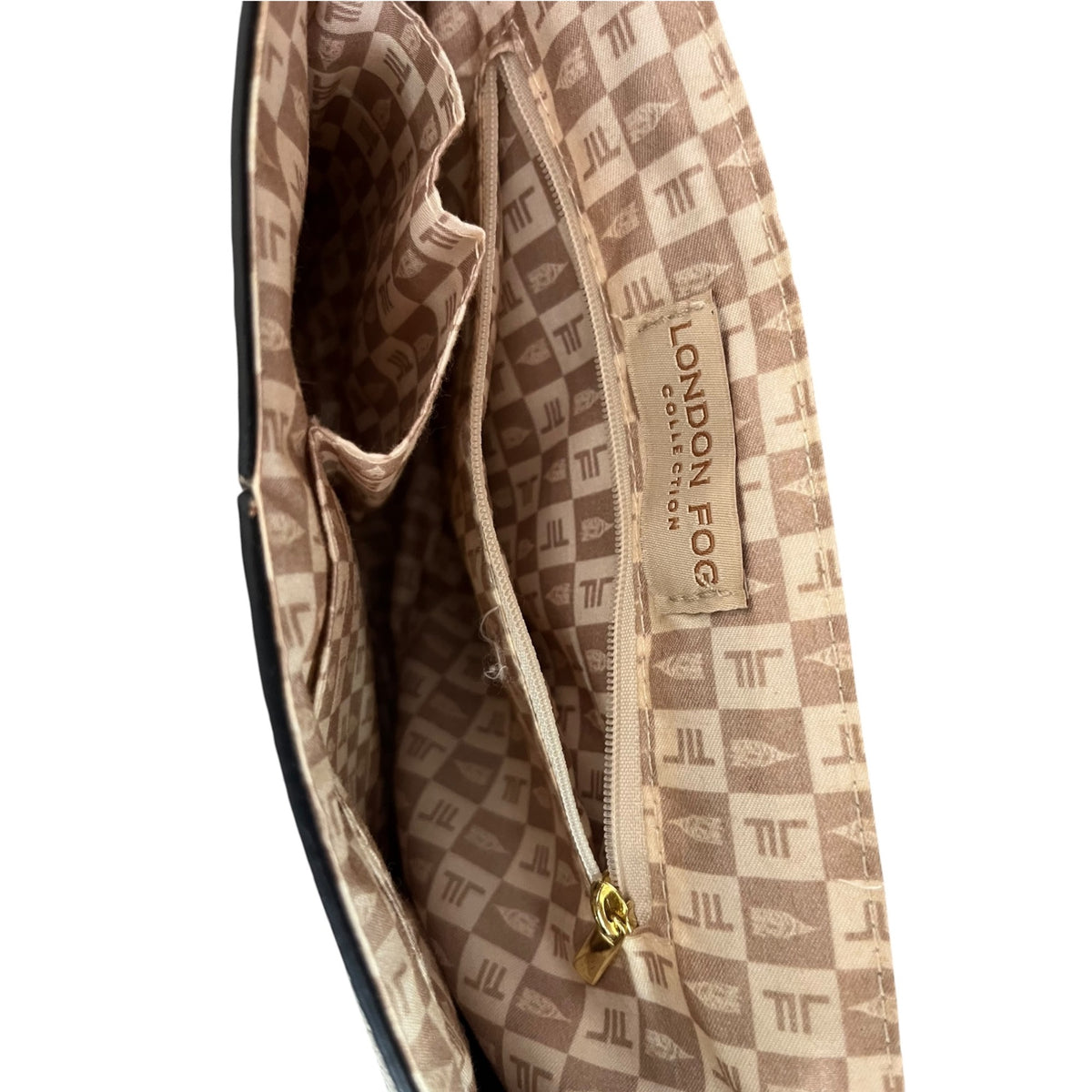 London Fog Aster Croc-Embossed Beige Shoulder Bag
