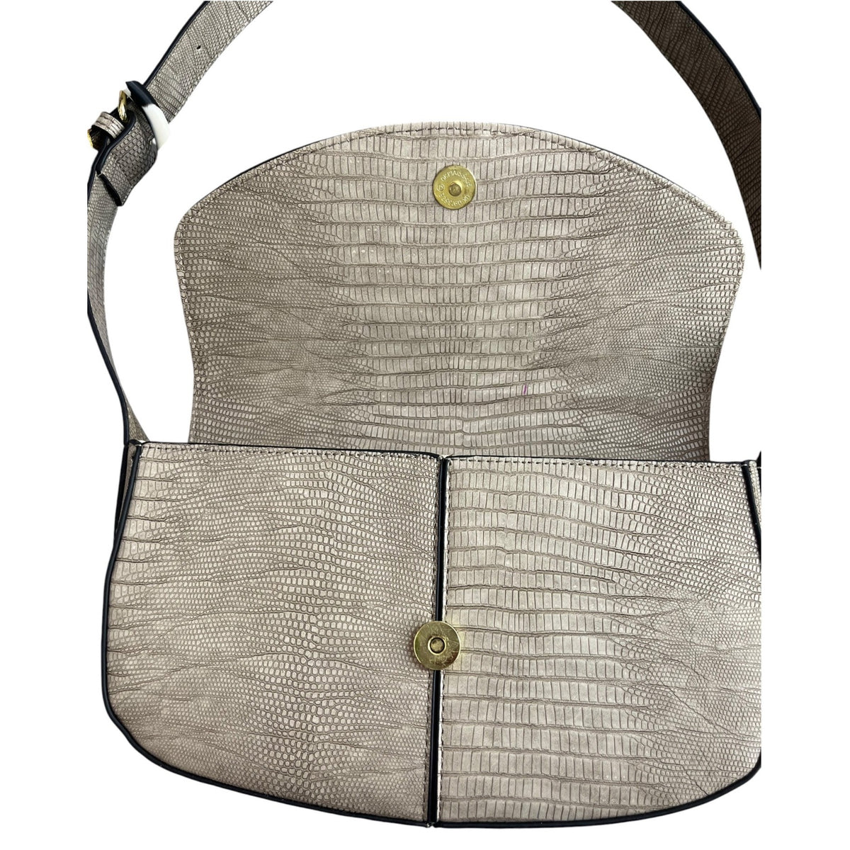 London Fog Aster Croc-Embossed Beige Shoulder Bag