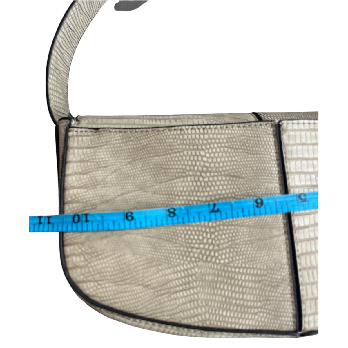London Fog Aster Croc-Embossed Beige Shoulder Bag