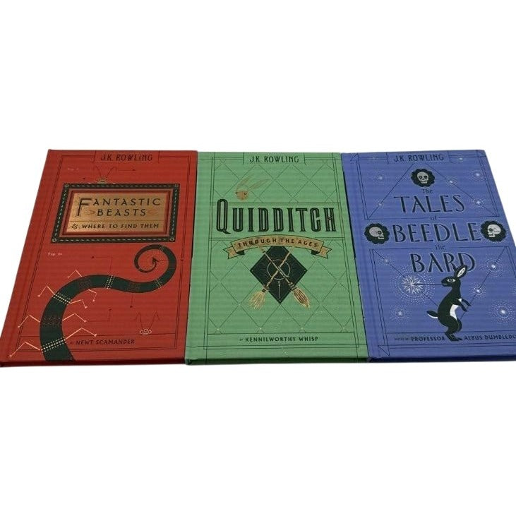 Hogwarts Library Box Set By J.K. Rowling Featuring 3 Books: Fantastic Beasts Quidditch Tales Of Beedle The Bard