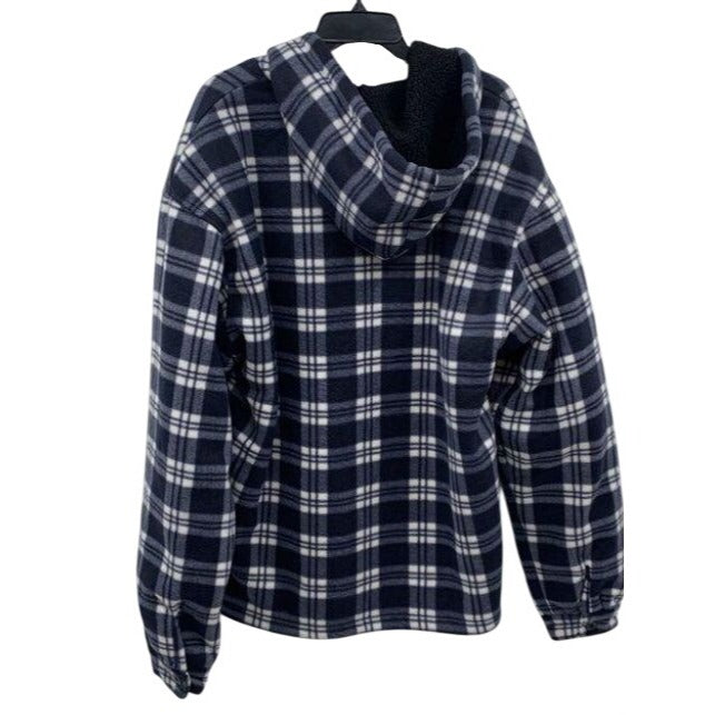 Lee HanTon Navy Plaid Hooded Jacket 2XL Sherpa-Lined Fleece Full-Zip NWT