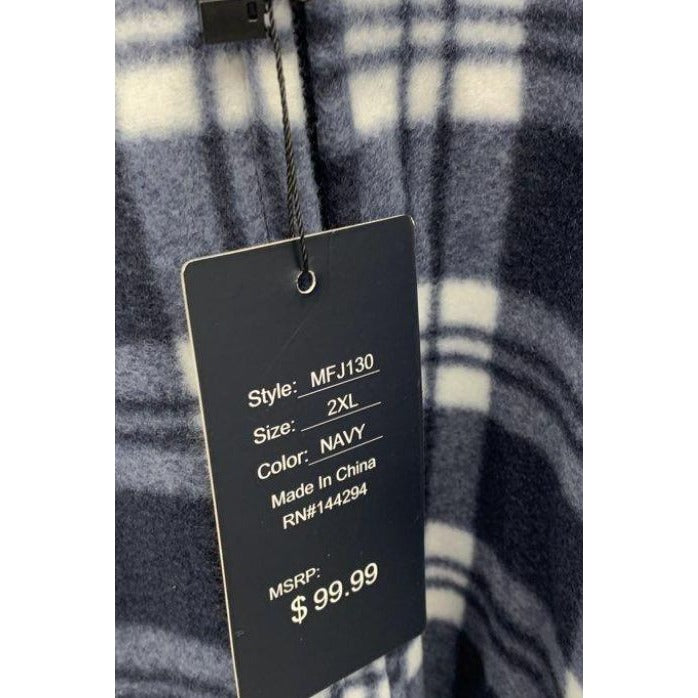 Lee HanTon Navy Plaid Hooded Jacket 2XL Sherpa-Lined Fleece Full-Zip NWT
