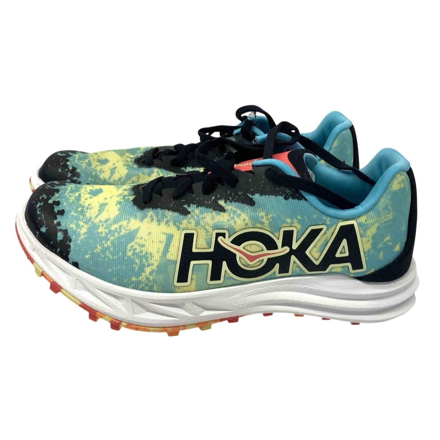 Hoka One Running Shoes Women's Sz 11.5 Vibrant Yellow Blue Spiked Sole Cleats