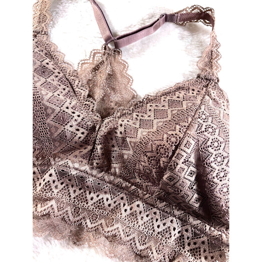 Auden Lightly Lined Lace Racerback Bralette With Removable Pads Pullover Style Size M