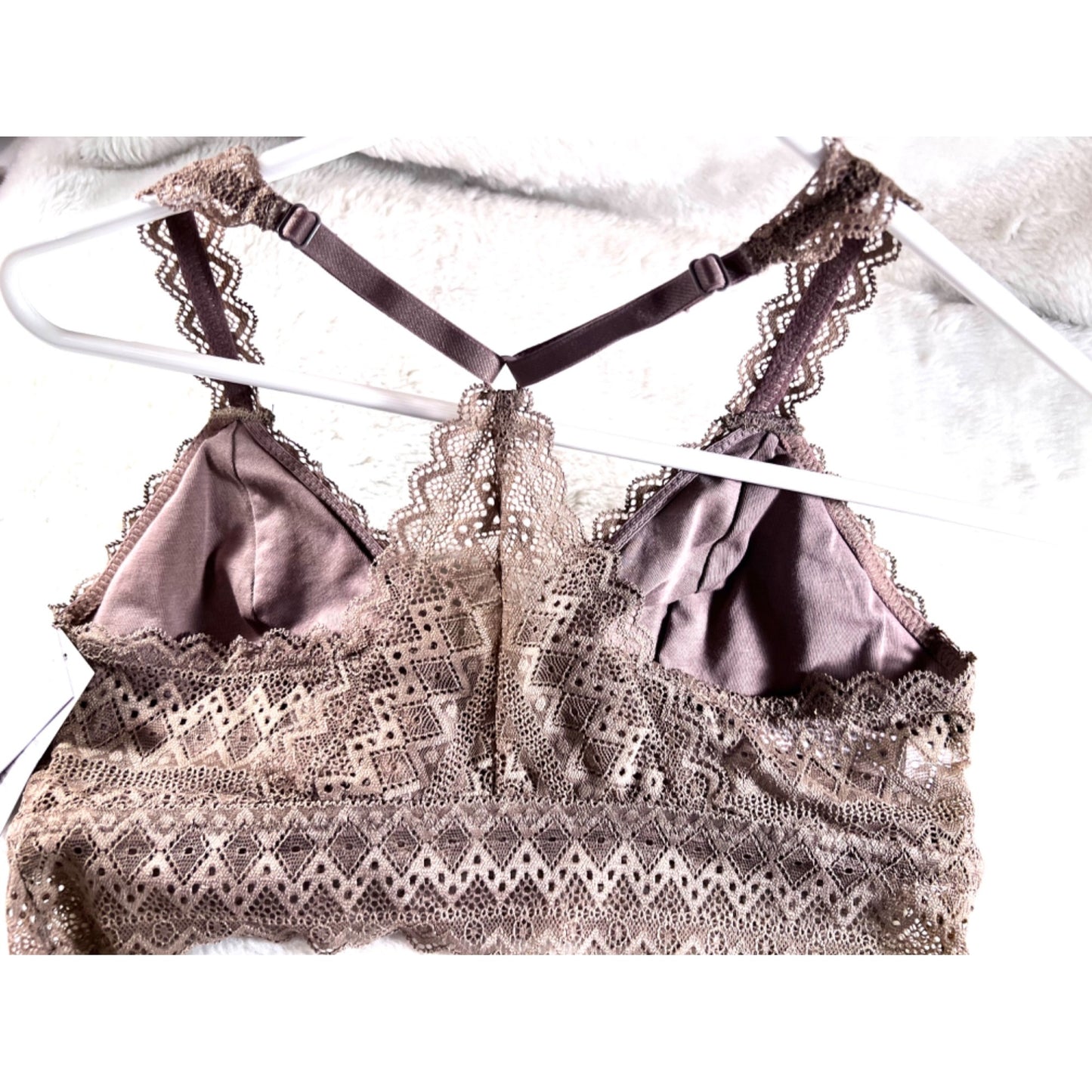 Auden Lightly Lined Lace Racerback Bralette With Removable Pads Pullover Style Size M