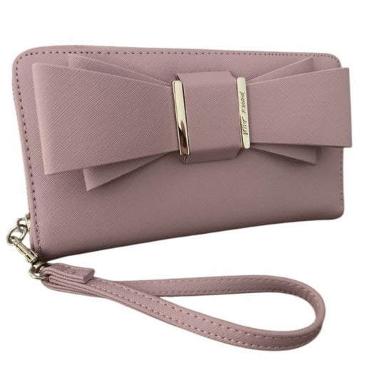 Betsey Johnson Lavender Bow Wristlet Wallet With Zipper Closure & Card Slots NWOT