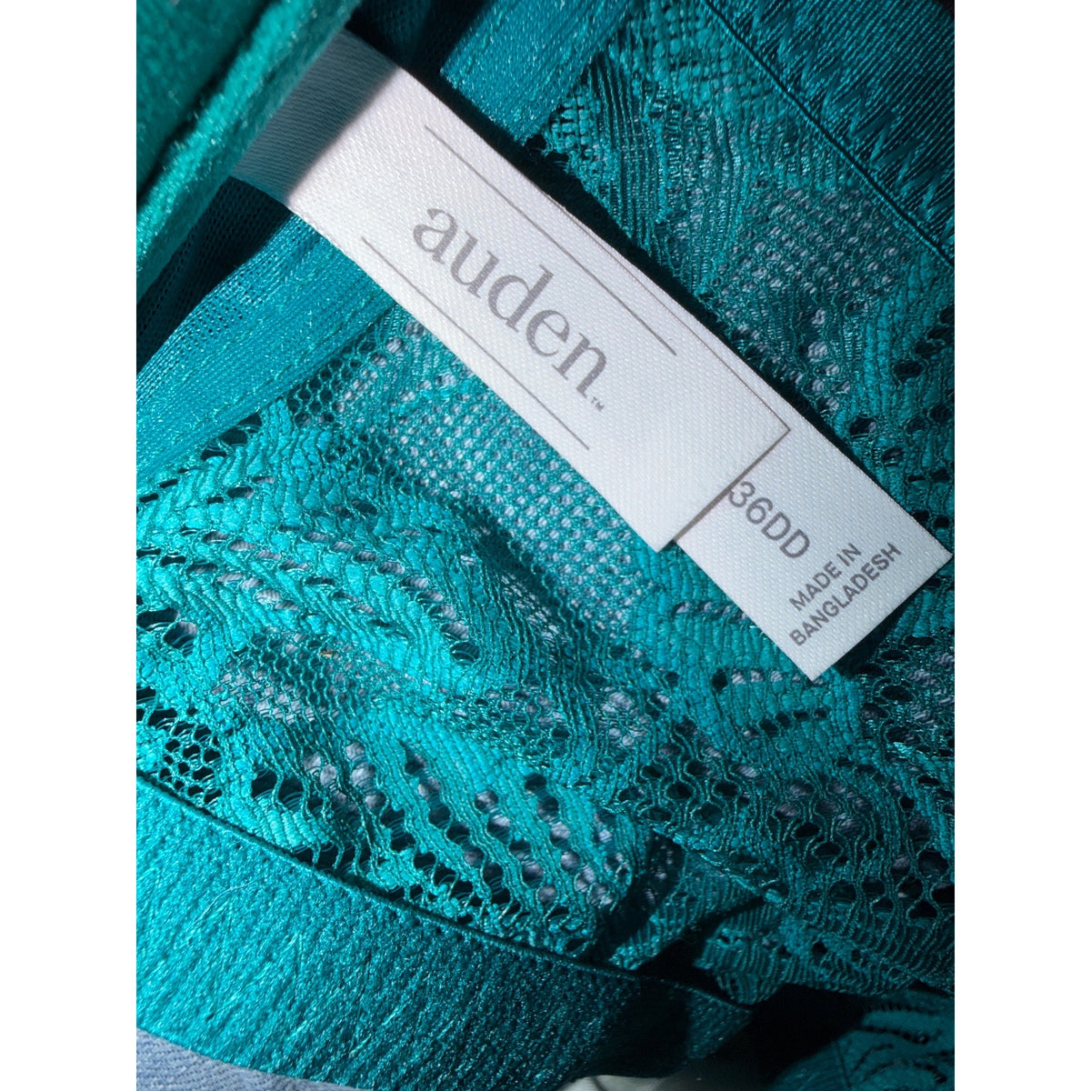 Auden 36DD Aqua Lace Push-Up Bra With Racerback Teal Adjusting Straps NWT