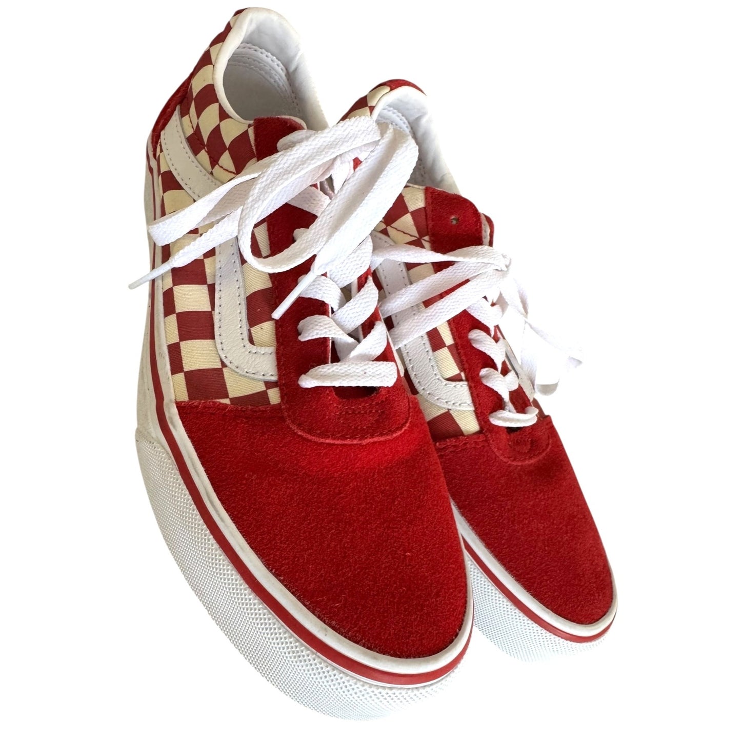 Vans Womens Red & White Checkered Sneakers Size 9