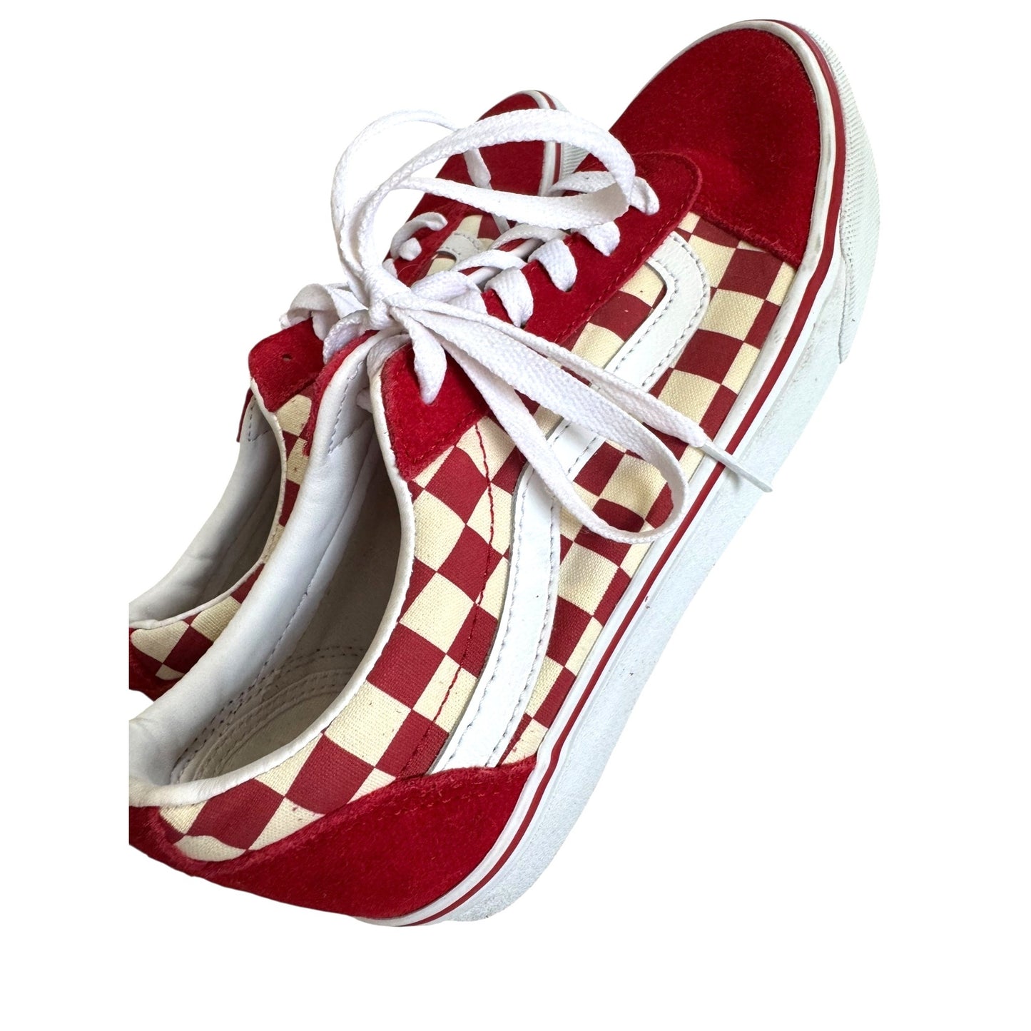 Vans Womens Red & White Checkered Sneakers Size 9